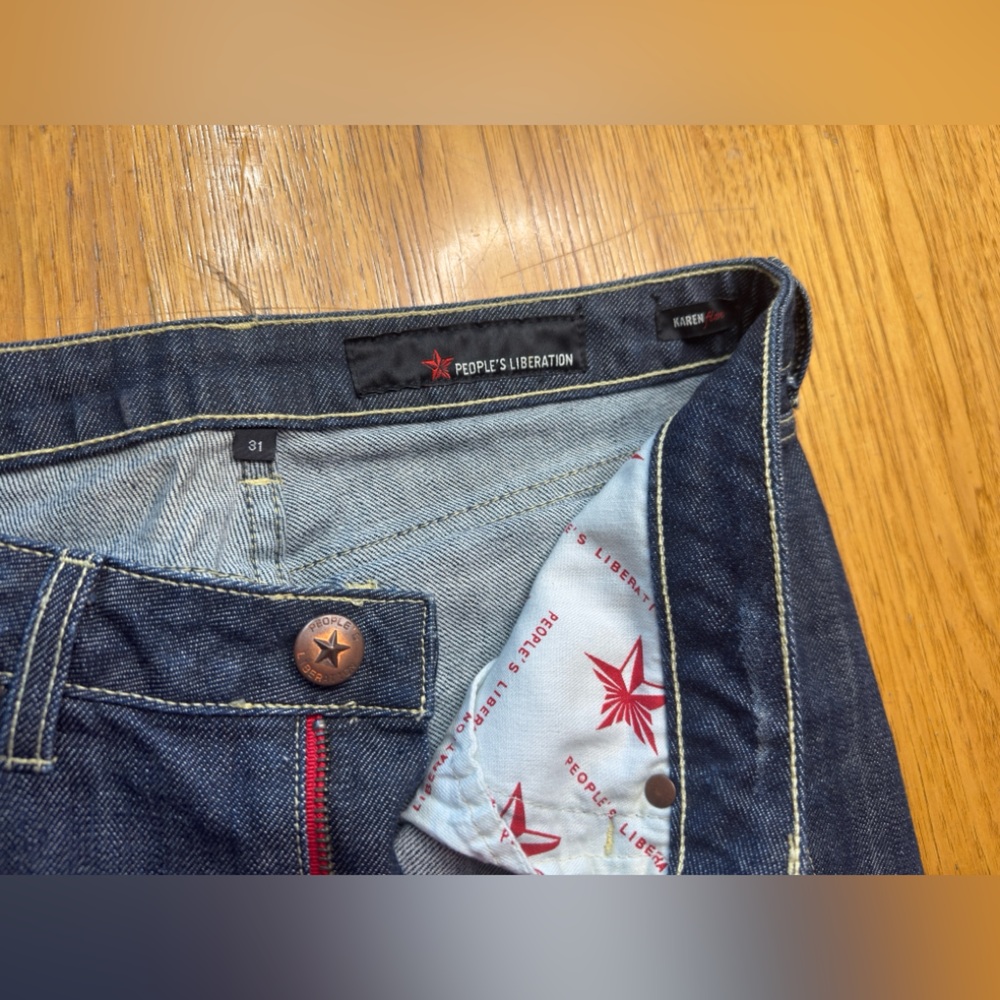 Vintage People's Liberation Dark Blue Jeans with Red Stitching
